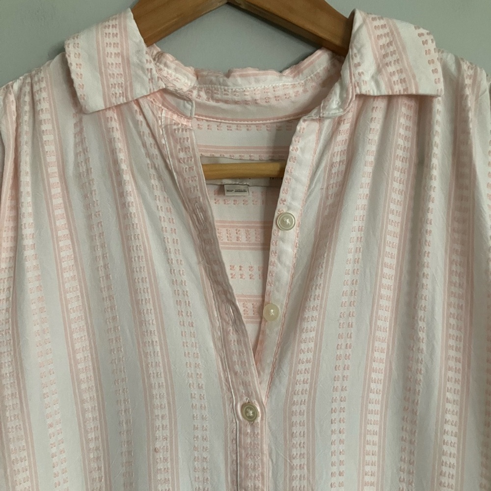 LOFT White and Pink Light Weight Cap Sleeve Tank Shirt Dress Size XSP - Picture 4 of 10